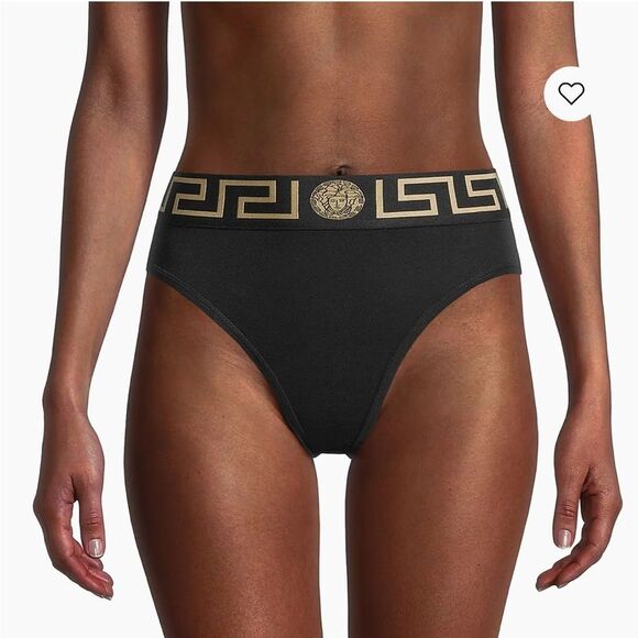 Versace Other - NWT XS Versace Black Greca High-Rise Briefs Panties Cotton - Size: 1 (X-Small)